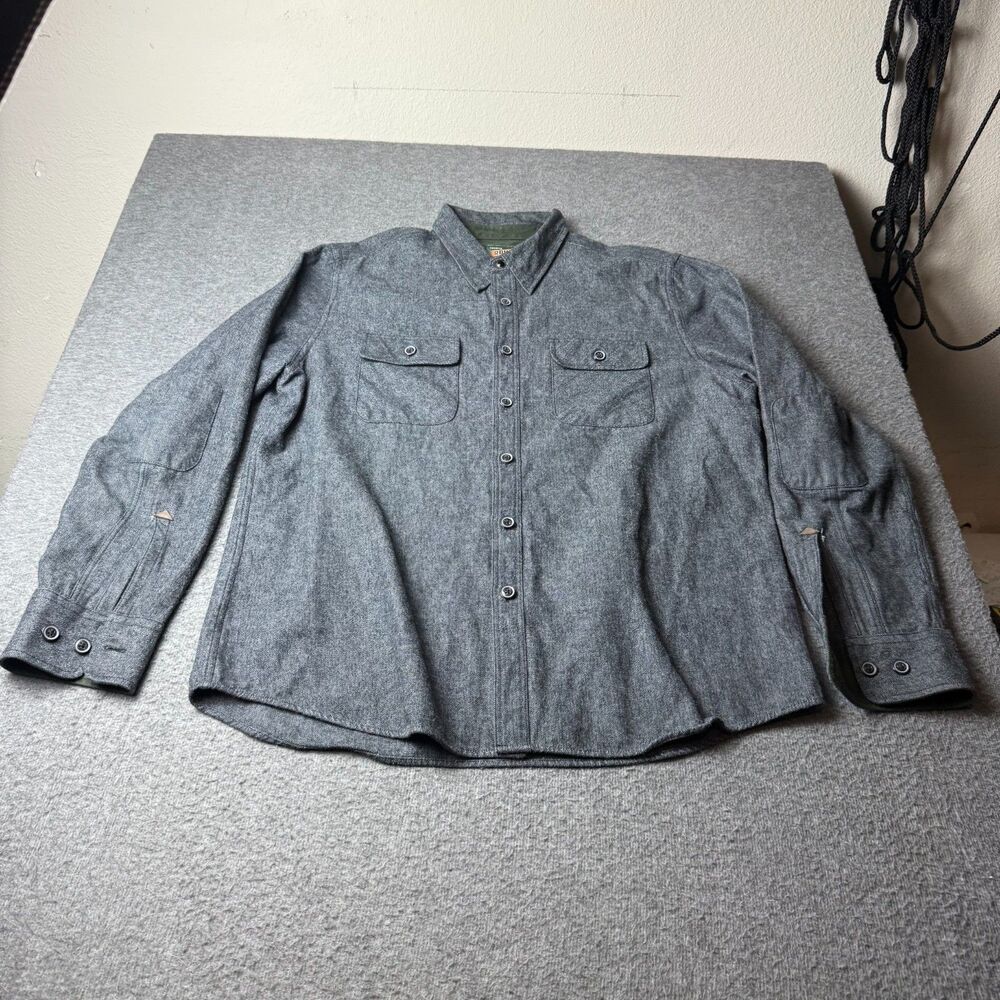 Tecovas Shirt Mens Large Gray Herringbone Long Sleeve Button Up Western Casual
